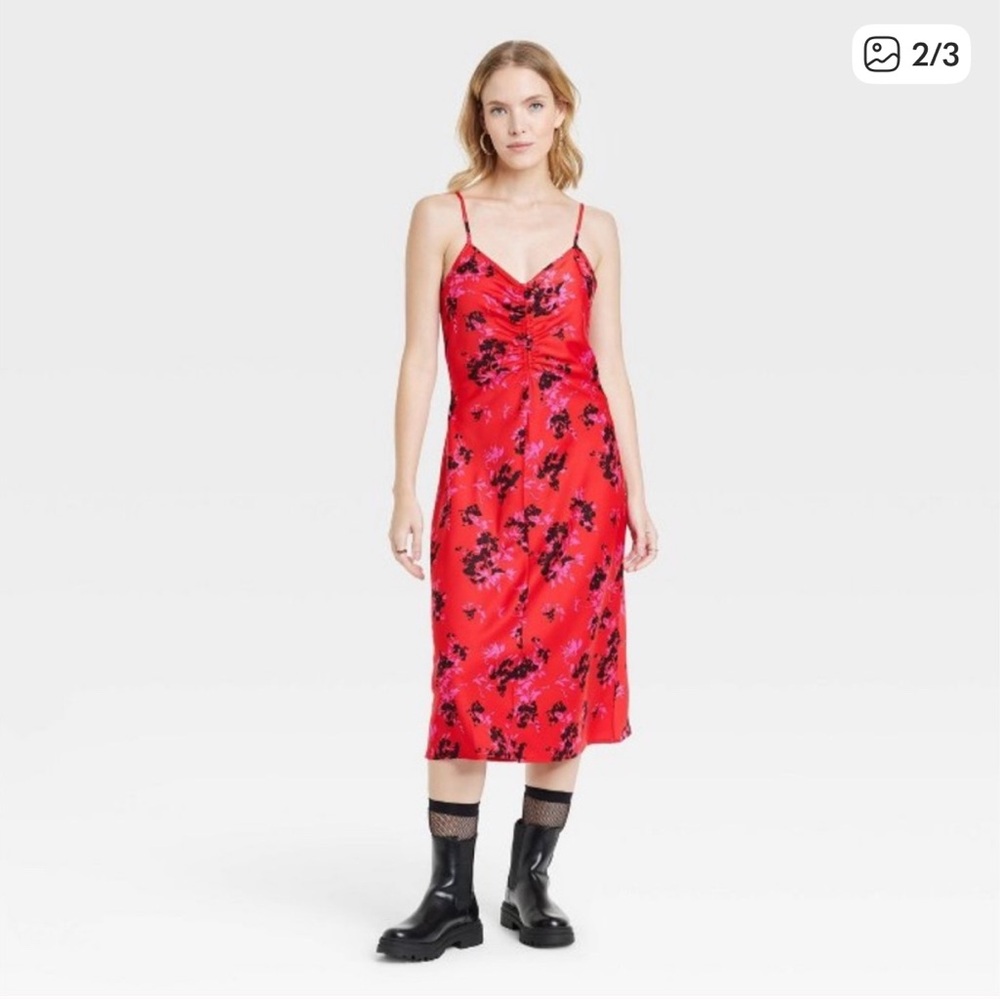 Floral Red Midi Dress